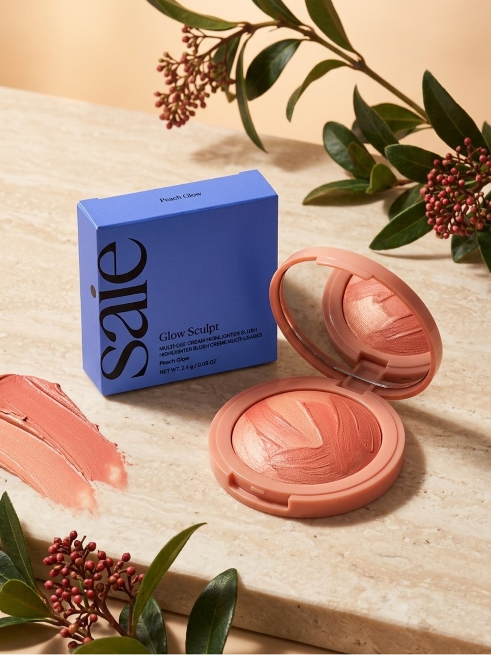Saie Glow Sculpt Multi-Use Cream Highlighter Blush - Quartz & Peach Duo - NEW! - Picture 6 of 9